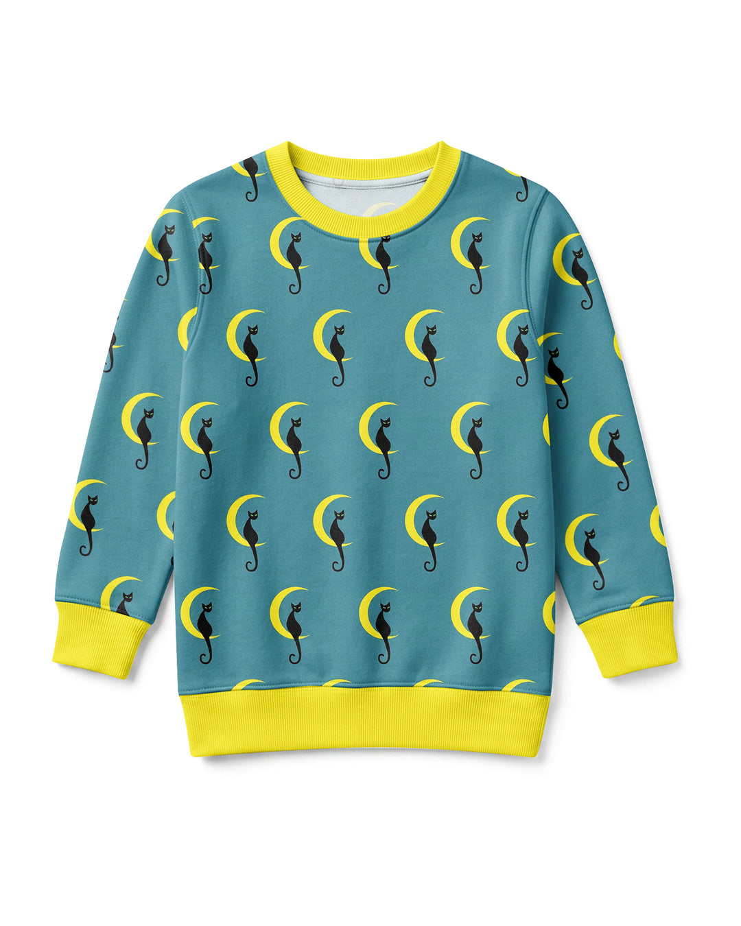 Black Cat Crescent Moon Celestial Night Bamboo Crewneck Sweatshirt