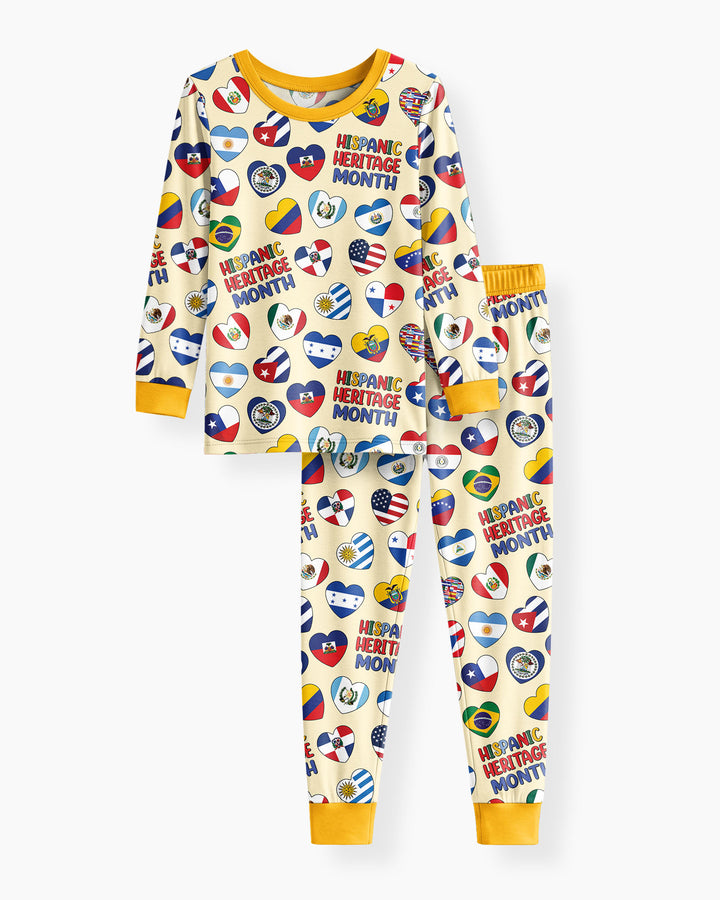 Zweiteiliges Langarm-Pyjama-Set mit Sommerfrüchten