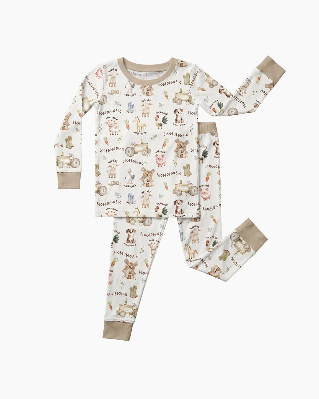 Old McDonald Farm Family Matching Bamboo Two Piece Long Sleeve Pajama Set