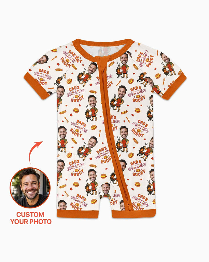 Custom Photo Dad's Grilling Buddy Family Matching Bamboo Shorty Zippy