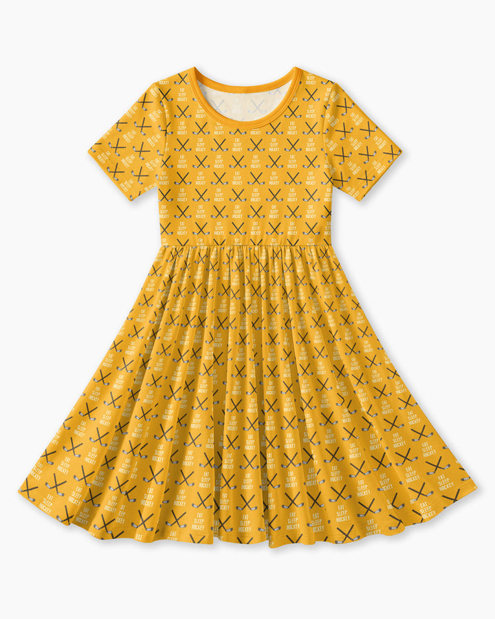 Eat Sleep Hockey Bamboo Twirl Dress
