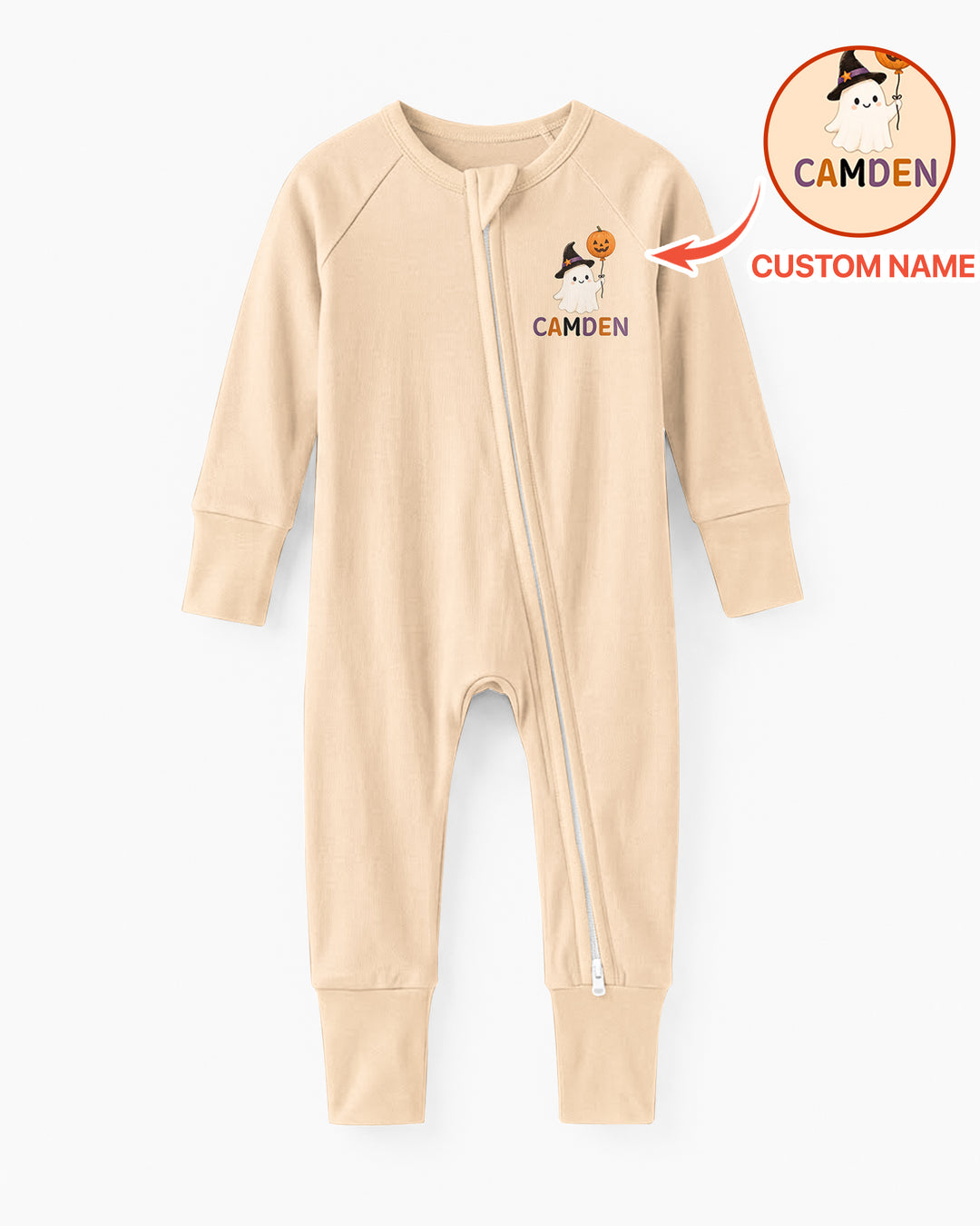 Personalized Name 1st Halloween Ghost Bamboo Convertible Zippy