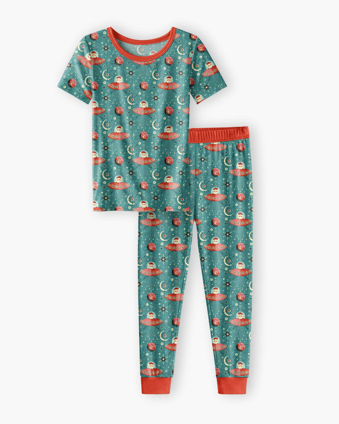 Atomic Santas in Space Bamboo Two Piece Short Sleeve Pajama Set