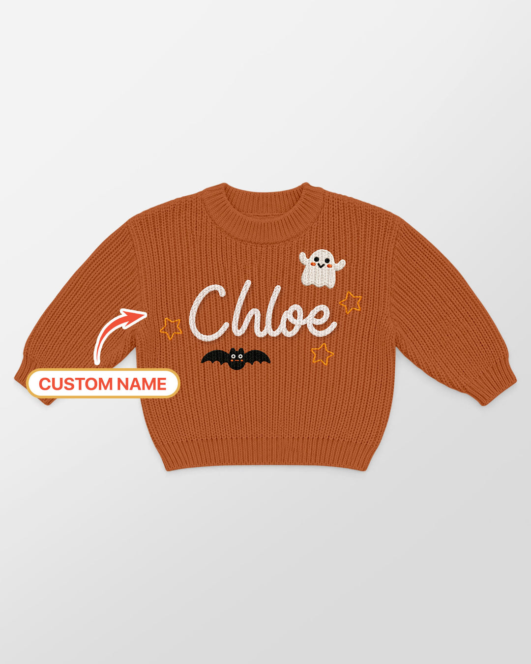 Happy Halloween Embroidered Baby Name Bamboo Knit Sweater Bubble