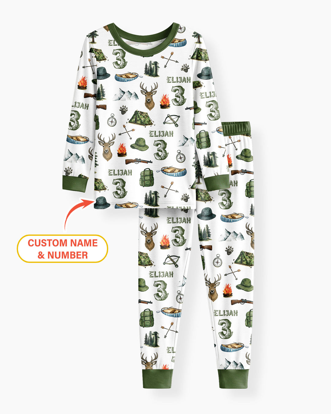 Personalized Birthday Camper Bamboo Two Piece Long Sleeve Pajama Set