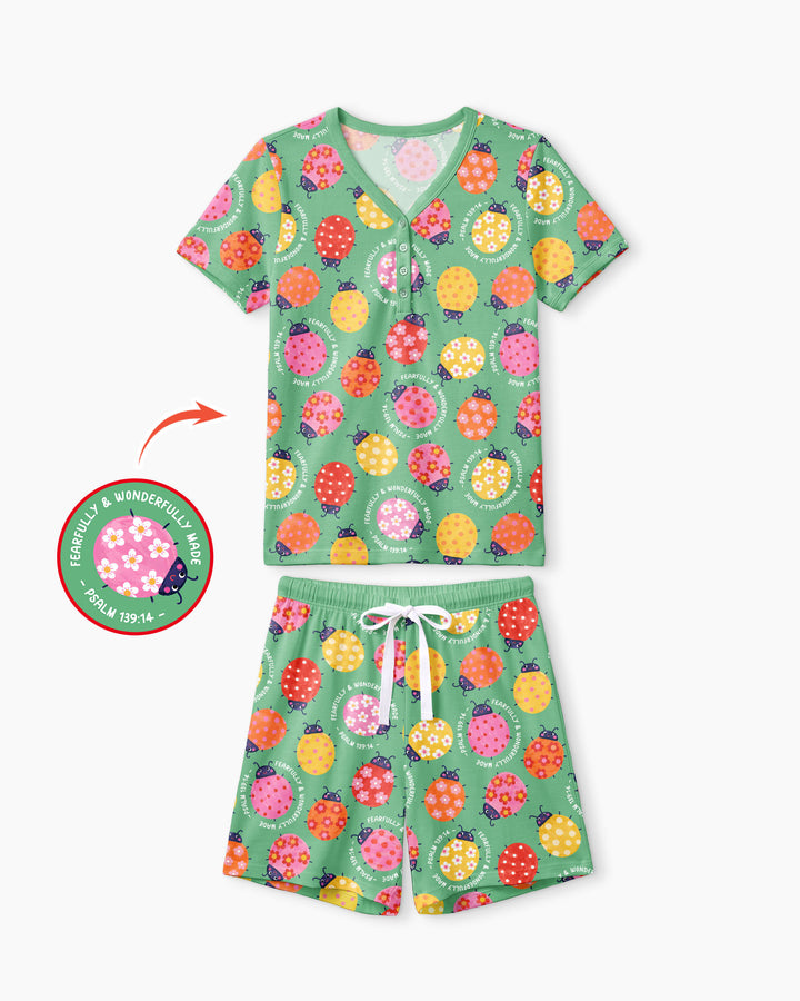 Fearfully & Wonderfully Made Bamboo Women Short Sleeve Short Pajama Set