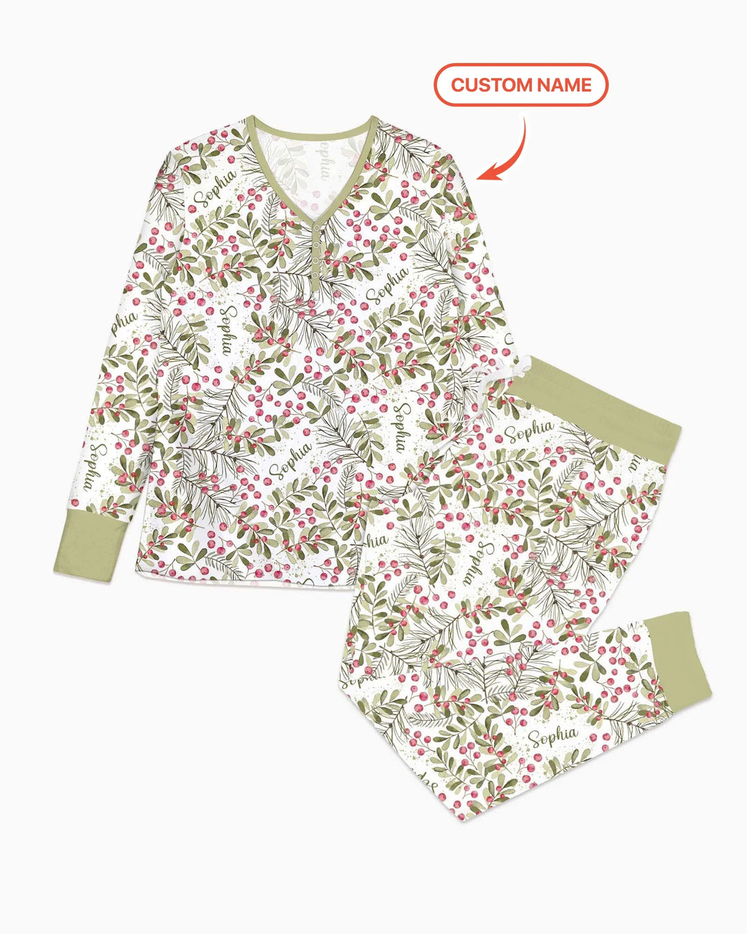 Benutzerdefinierter Name Geburtsmonatsblumen Bambus Damen Schlafanzug-Set