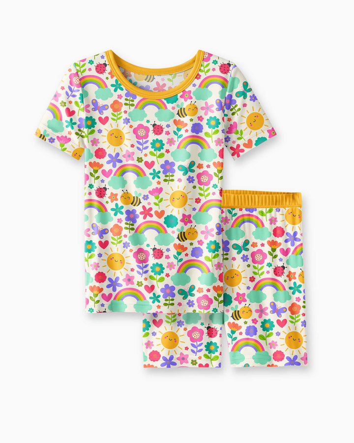 Summer Sunshine Bamboo Two Piece Short Sleeve Shorts Pajama Set
