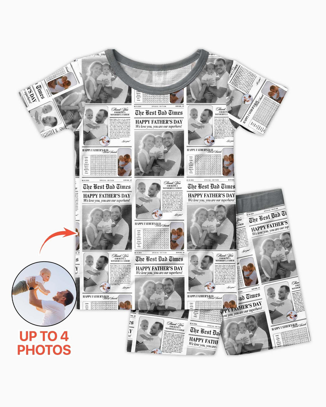 Custom Photo The Best Dad Times Bamboo Two Piece Short Sleeve Shorts Pajama Set