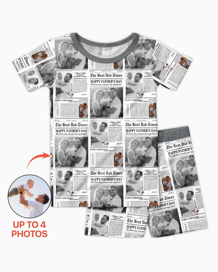 Custom Photo The Best Dad Times Bamboo Two Piece Short Sleeve Shorts Pajama Set