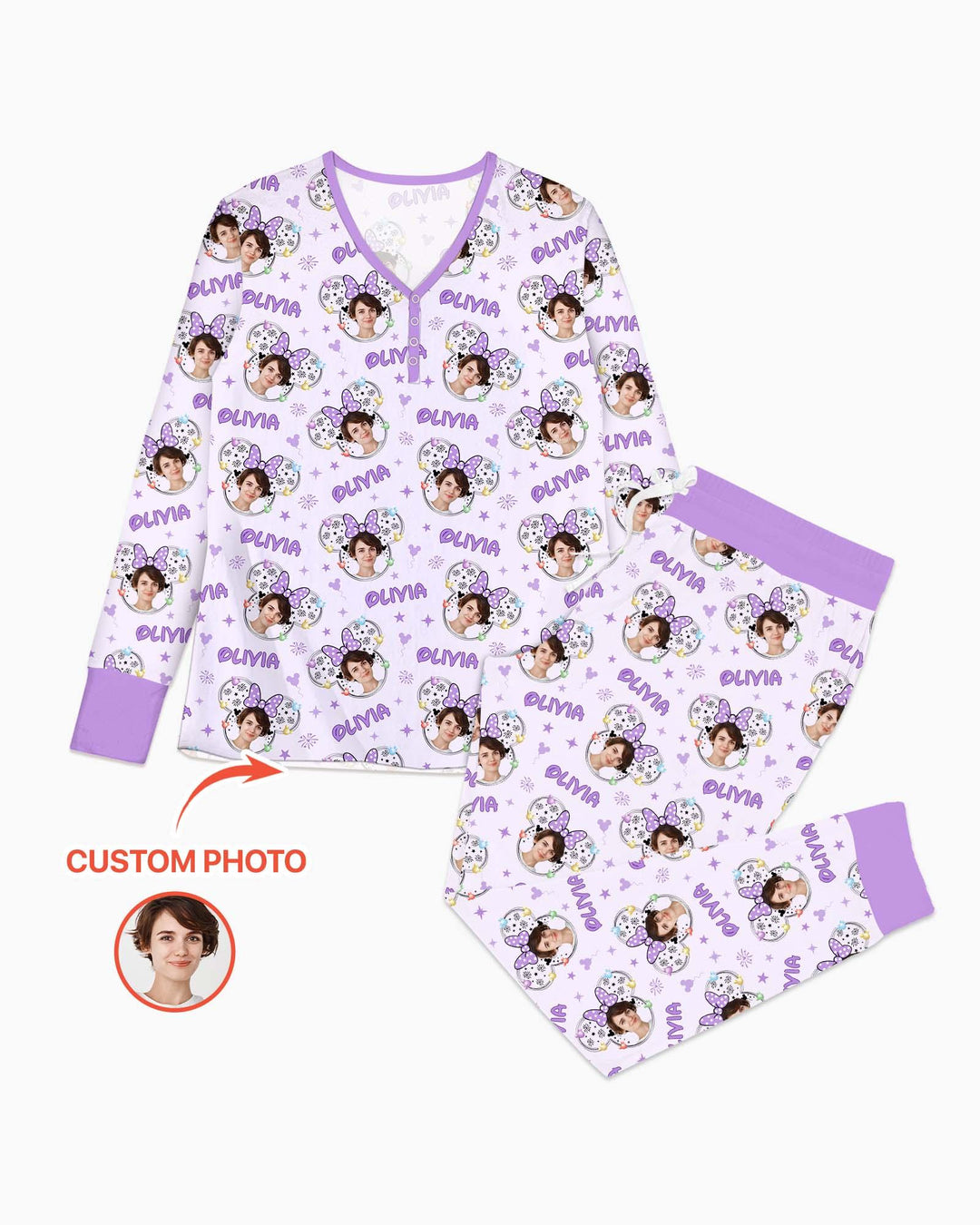 Custom Photo Little Princess Bamboo Women Pajama Set