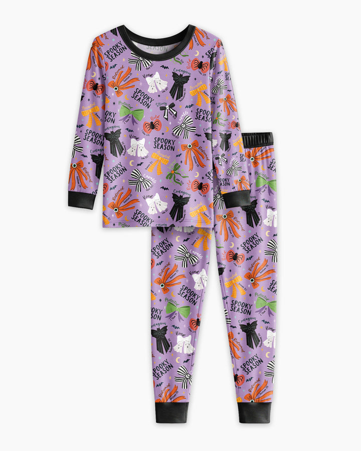 Spooky Bows Spooky Season Bamboo Two Piece Long Sleeve Pajama Set