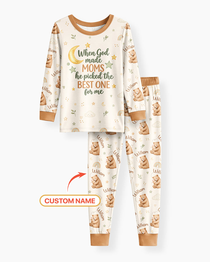 When God Made Moms Bamboo Two Piece Long Sleeve Pajama Set