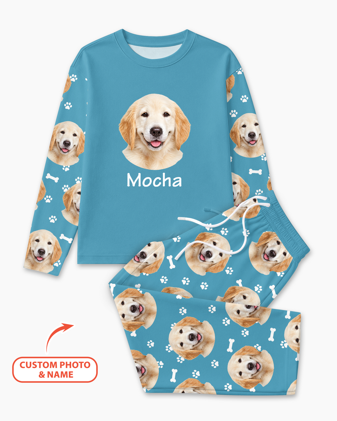 Custom Photo Pet Faces Pajamas Bamboo Men's Pajama Set