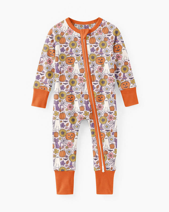 Ghost Pumpkin Fall Floral Halloween Bamboo Convertible Zippy