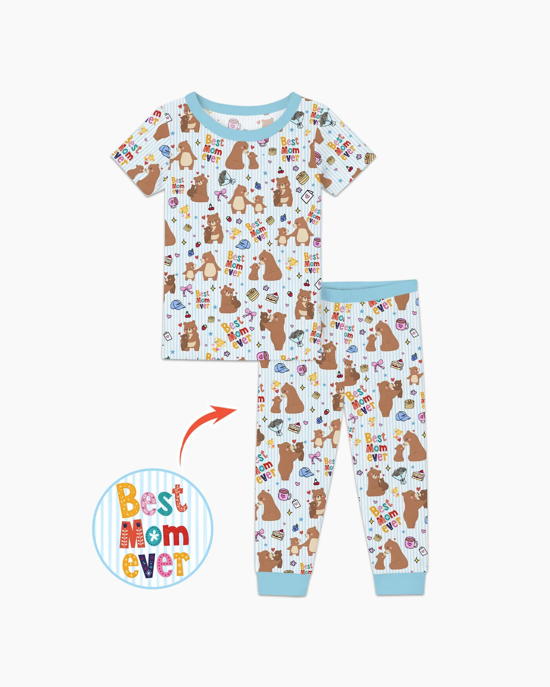 Best Mama Bear Ever Family Matching Bamboo Two Piece Short Sleeve Pajama Set