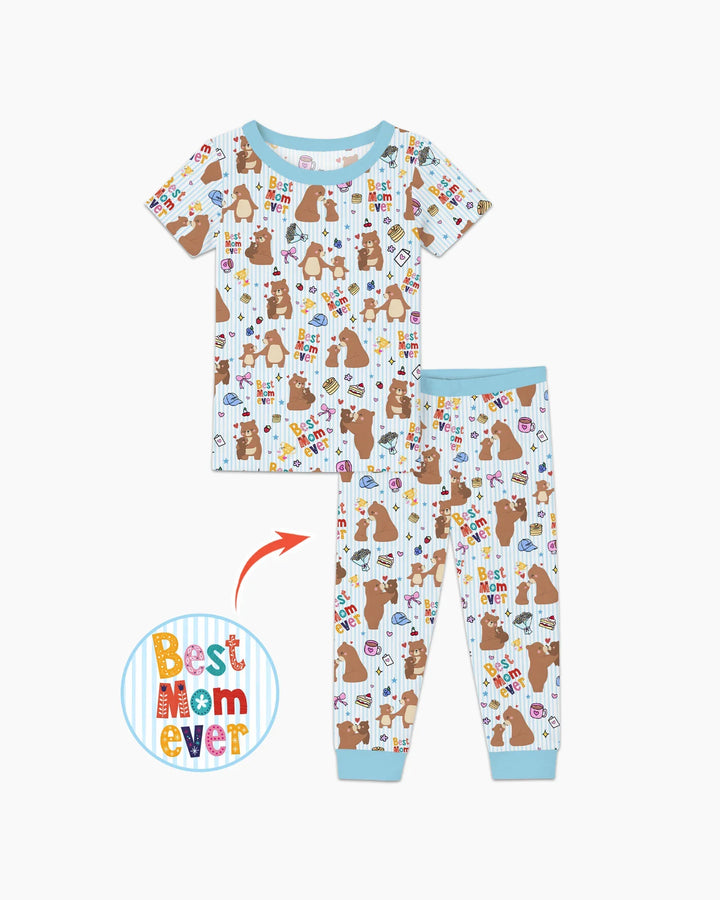 Best Mama Bear Ever Family Matching Bamboo Two Piece Short Sleeve Pajama Set