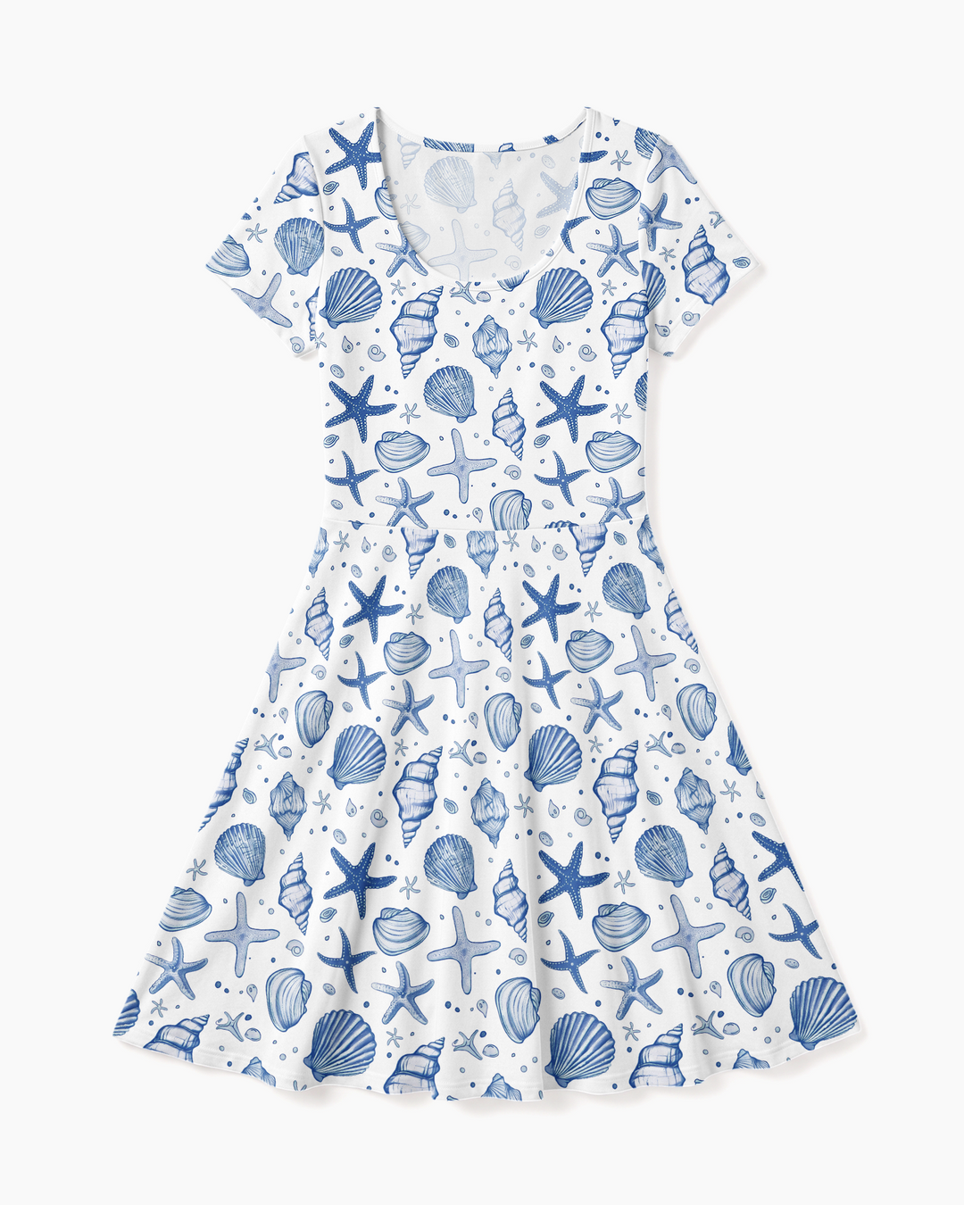 Coastal Charm Family Matching Bamboo Women’s Short Sleeve Twirl Dress