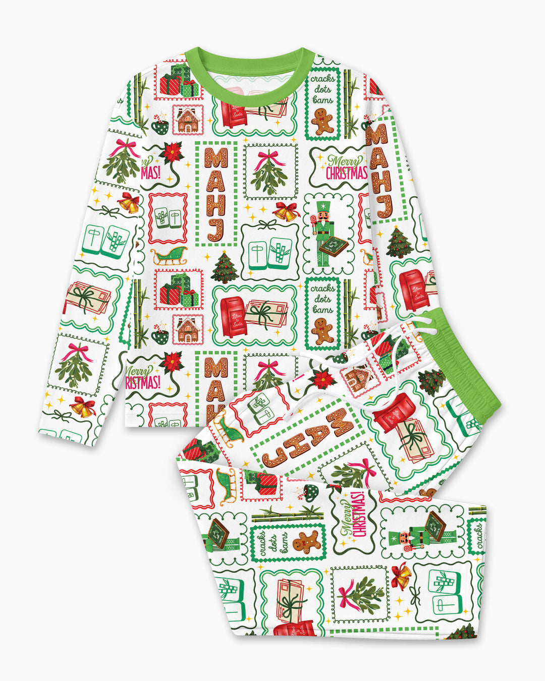 Preppy Christmas Mahjong Bamboo Men's Pajama Set