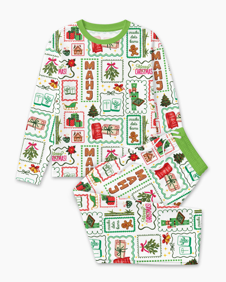 Preppy Christmas Mahjong Bamboo Men's Pajama Set