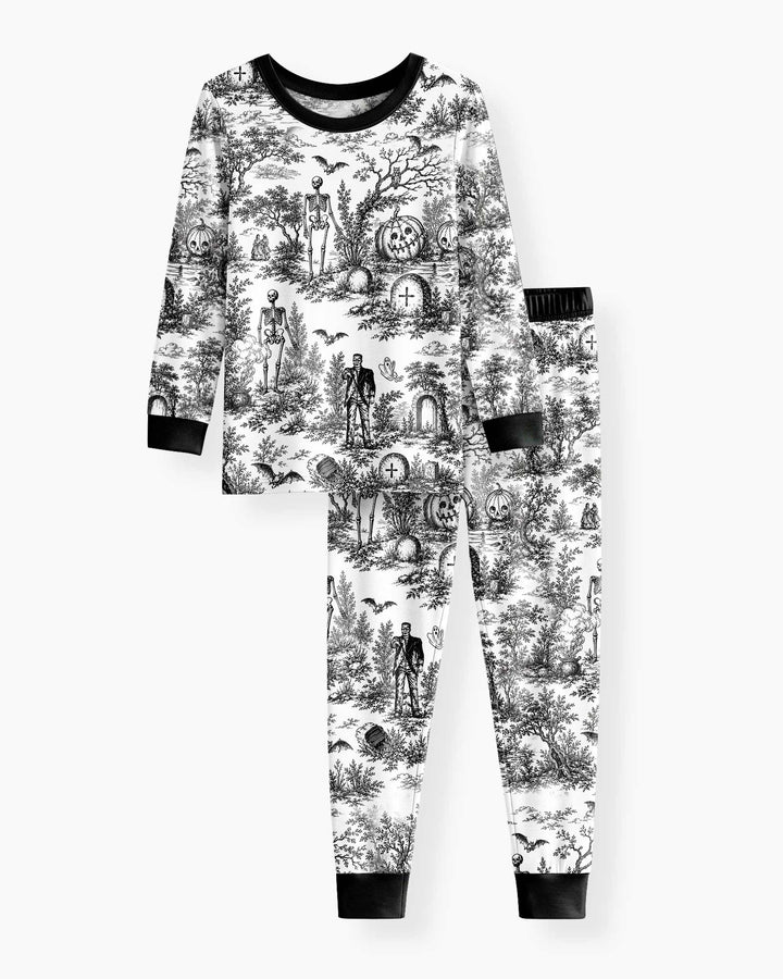 Spooky Halloween Toile Bamboo Two Piece Long Sleeve Pajama Set