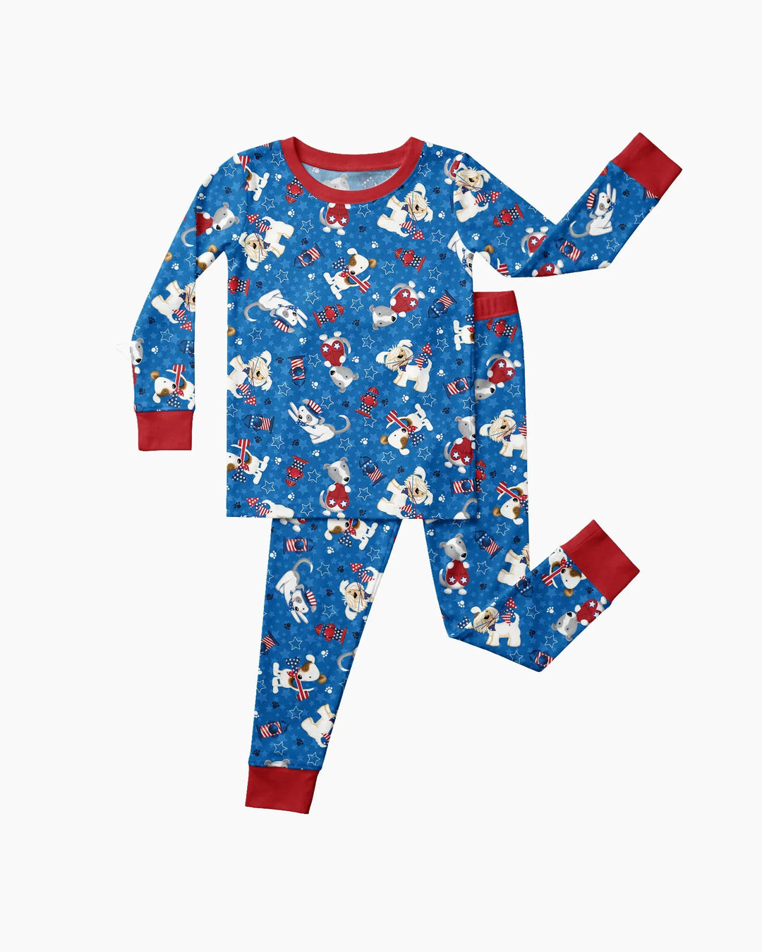 Conjunto de Pijama de Dos Piezas de Bambú de Manga Larga a Juego Familiar "Red, White & Woof"
