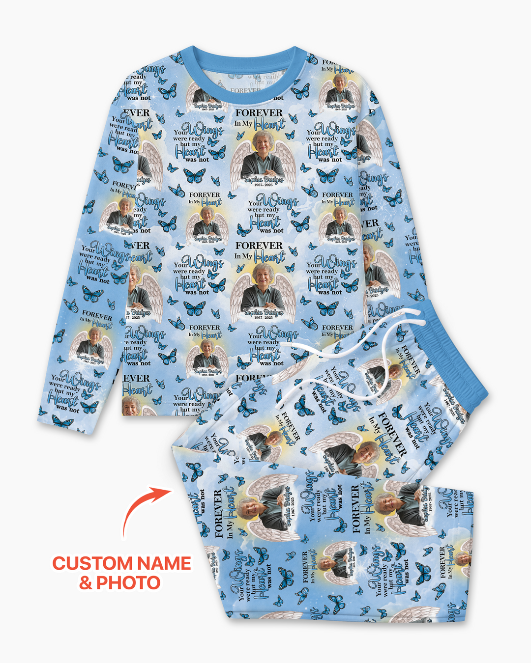 Custom Photo Forever In My Heart Family Matching Bamboo Men Pajama Set