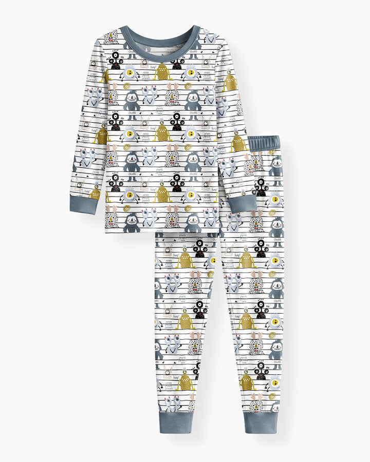 Playful Monster Friends Bamboo Two Piece Long Sleeve Pajama Set