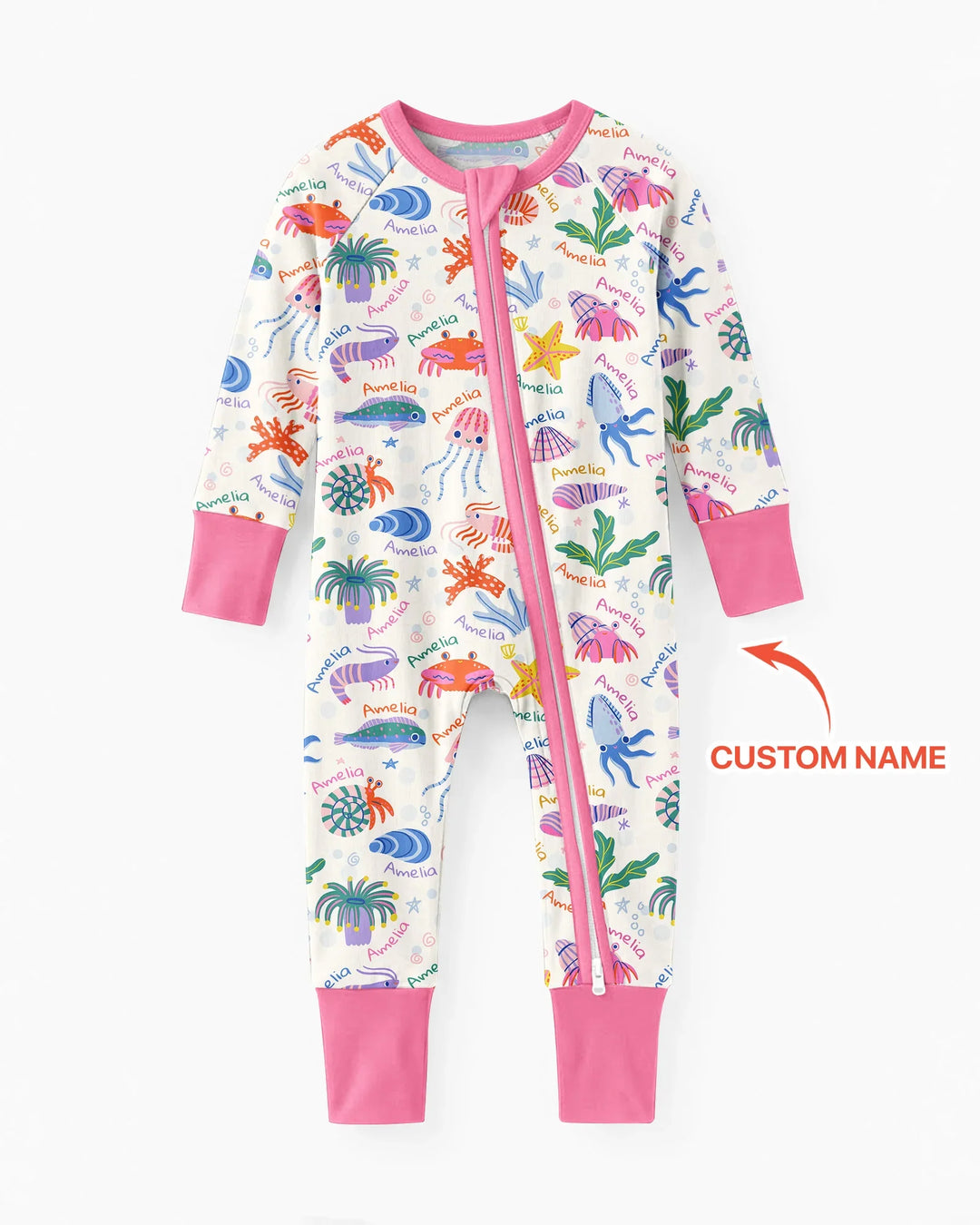 Tide Pool Pals Custom Name Bamboo Convertible Zippy