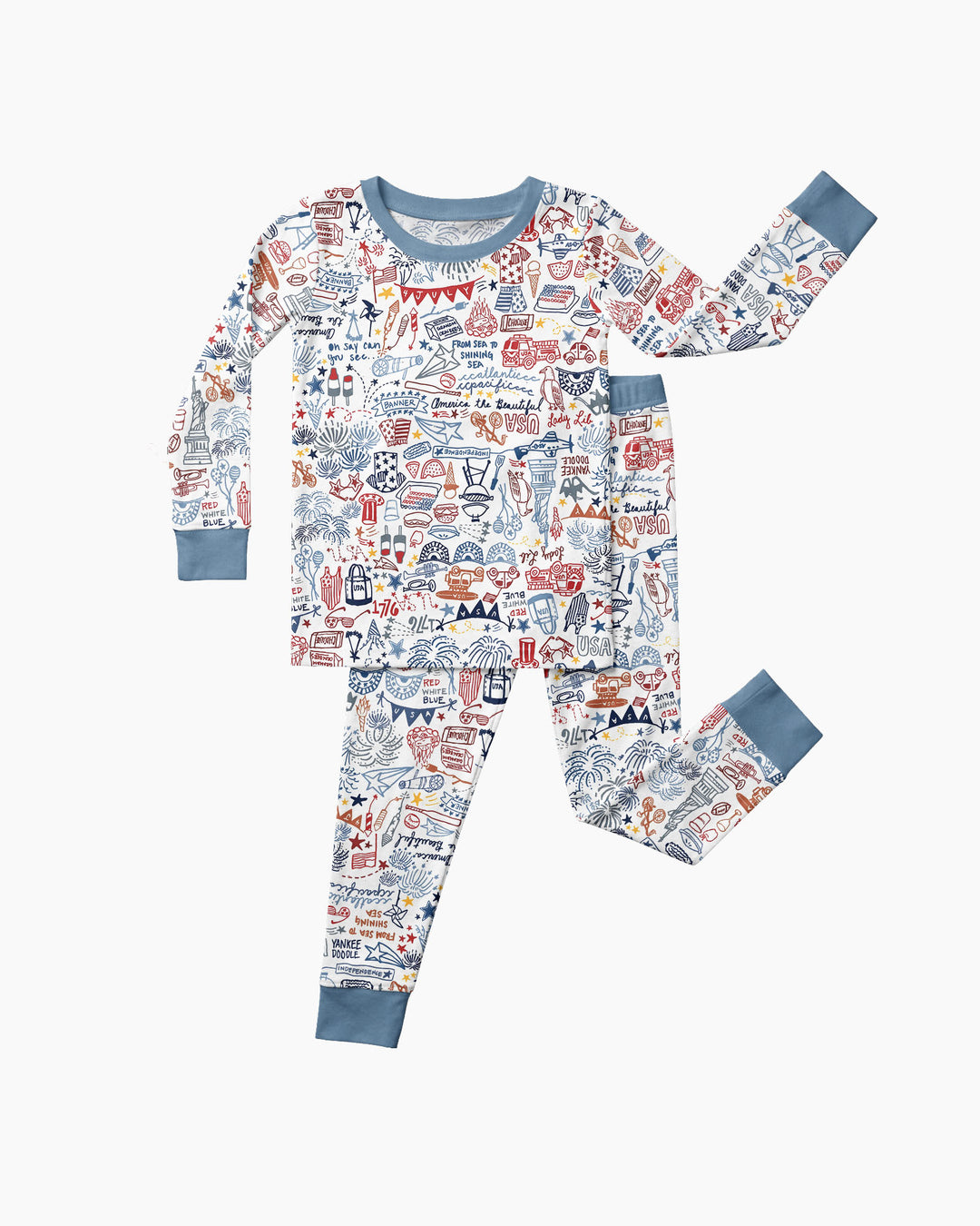 Liberty Doodle 250th Family Matching Bamboo Two Piece Long Sleeve Pajama Set