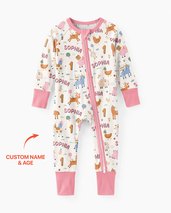 Personalized Farm Animals Birthday Bamboo Convertible Zippy