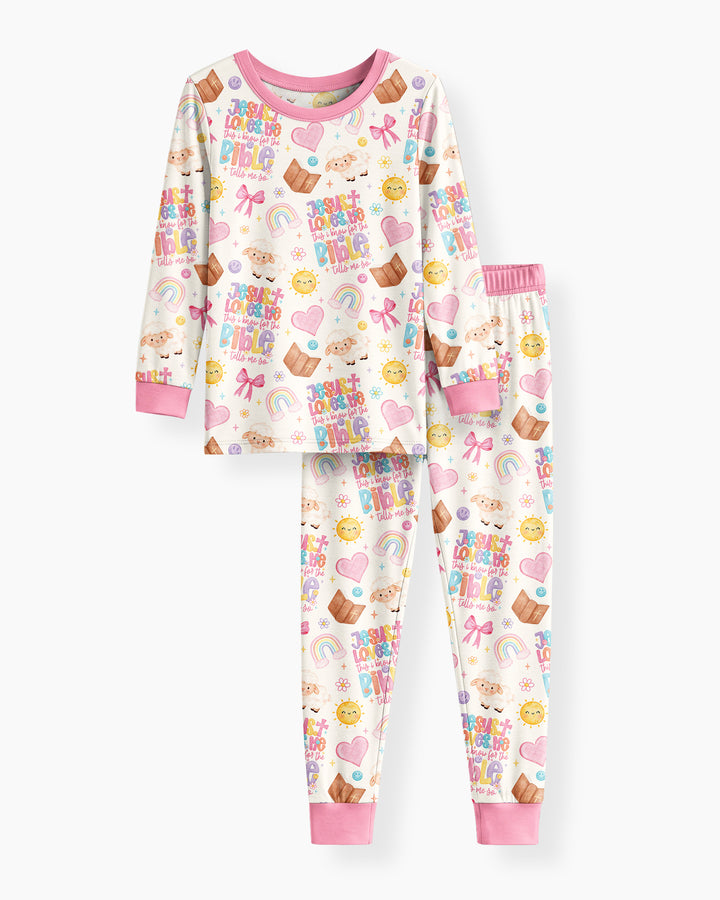 Jesus Loves Me This I Know Bamboo Two Piece Long Sleeve Pajama Set