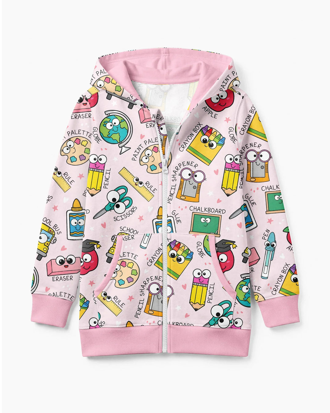 Kapuzenpullover aus Bambus mit hebräischem Alphabet und Reißverschluss