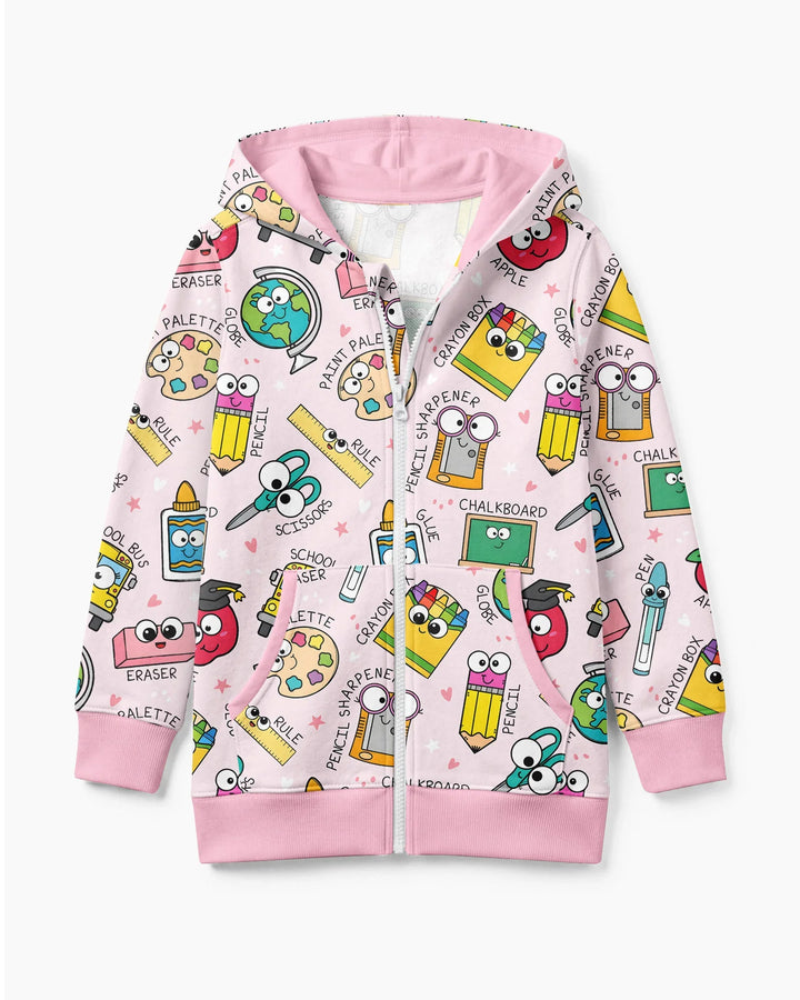 Kapuzenpullover aus Bambus mit hebräischem Alphabet und Reißverschluss