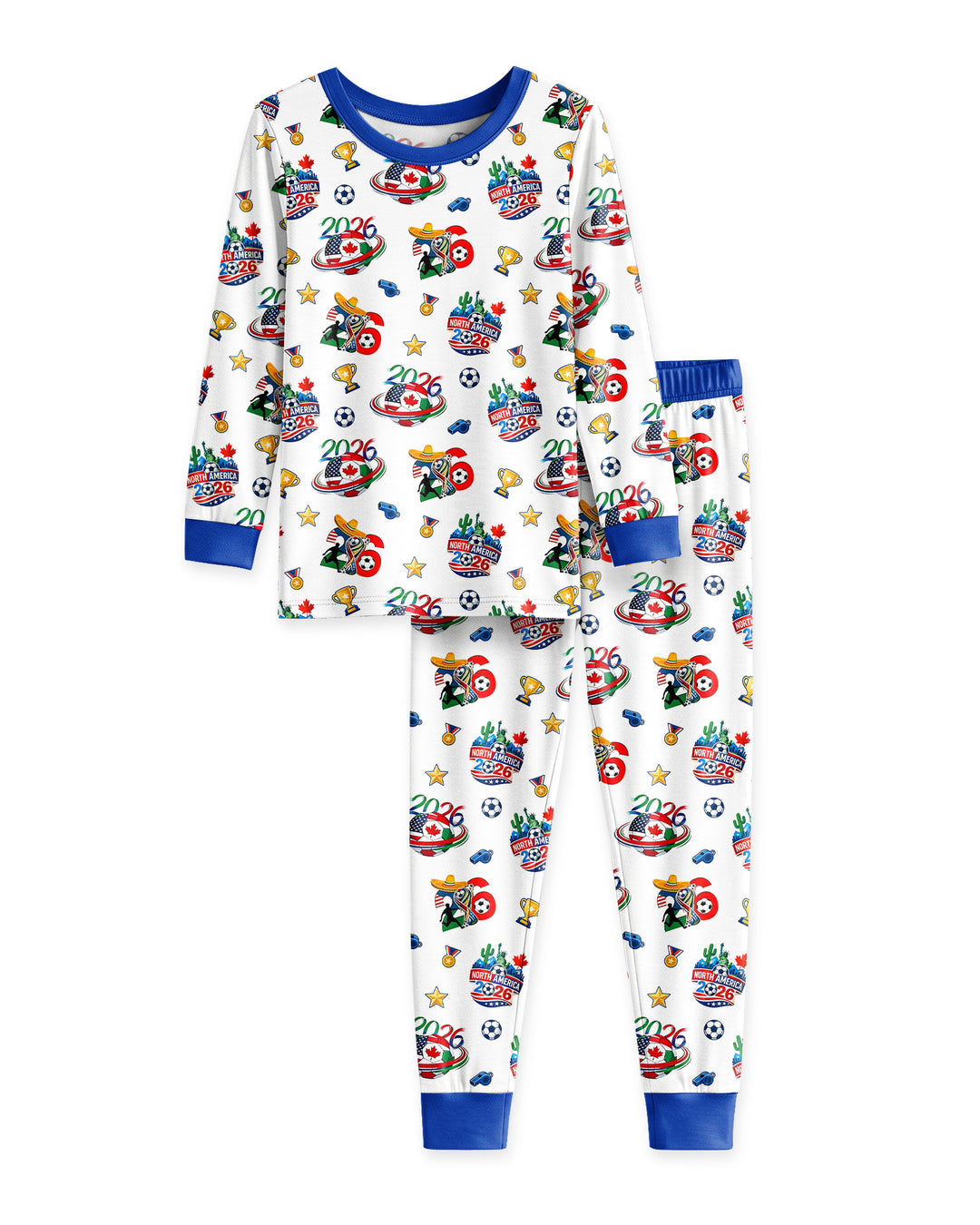 World Soccer North America 2026 Family Matching Bamboo Two Piece Long Sleeve Pajama Set