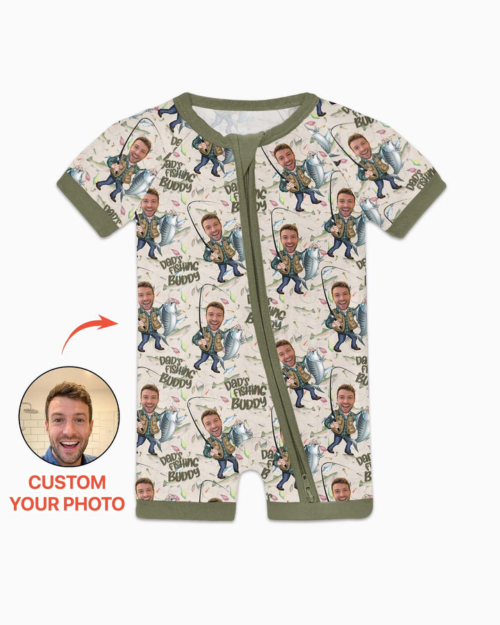 Custom Photo Dad Fishing's Buddy Daddy & Me Matching Bamboo Shorty Zippy