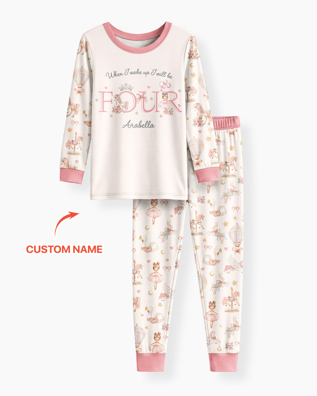 Custom Name When I Wake Up Girly Birthday Bamboo Two Piece Long Sleeve Pajama Set
