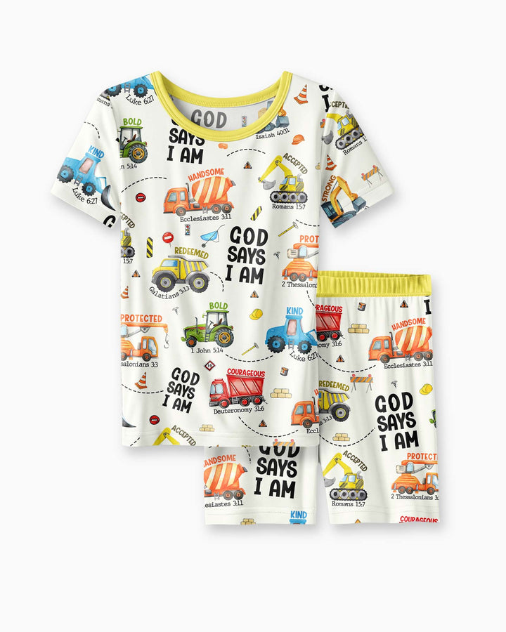 Dios Dice Soy Niño Bambú Conjunto de Pijama de Dos Piezas de Manga Corta y Pantalón Corto