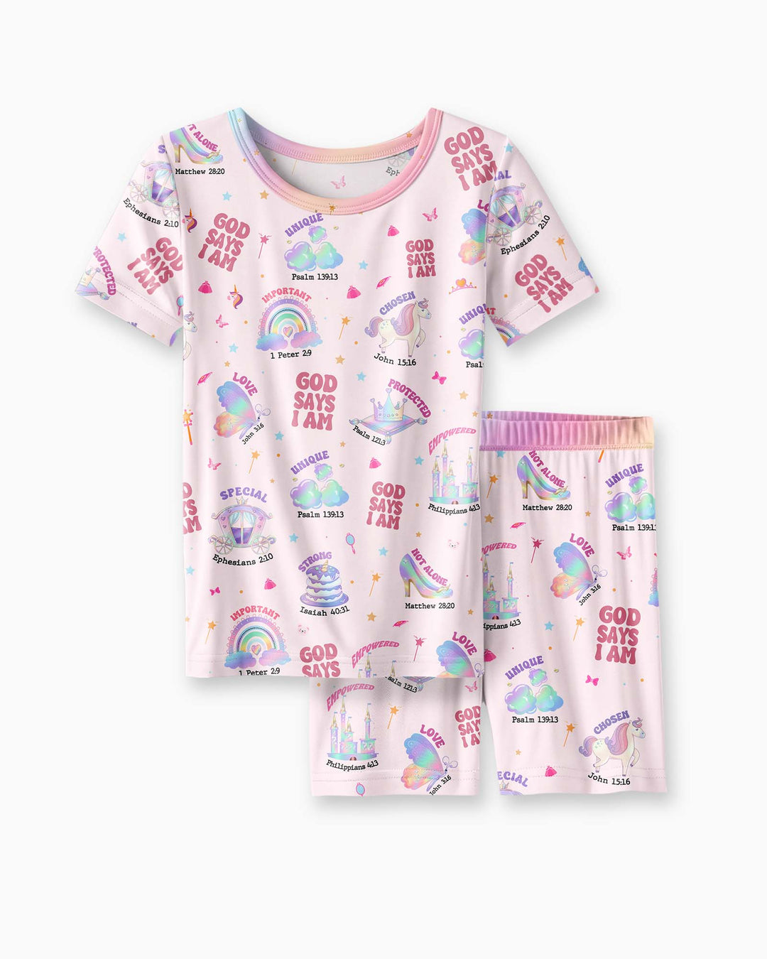 God Says I Am Girl Bamboo Two Piece Short Sleeve Shorts Pajama Set
