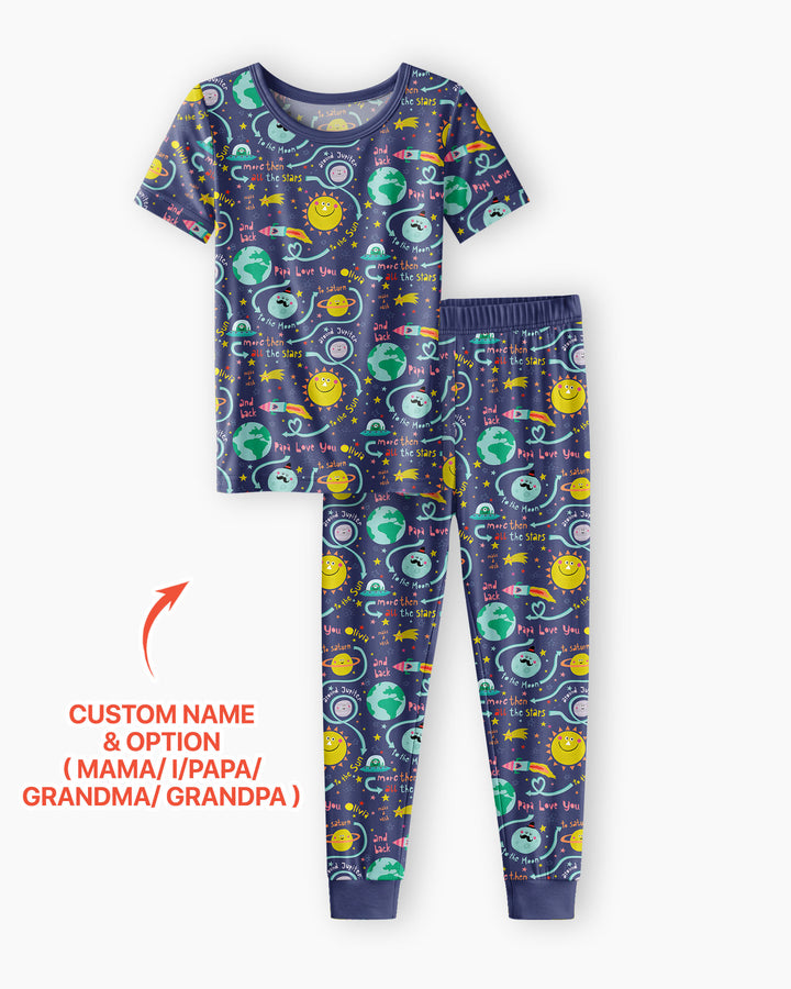 Love to the Moon and Back  Bamboo Two Piece Short Sleeve Pajama Set