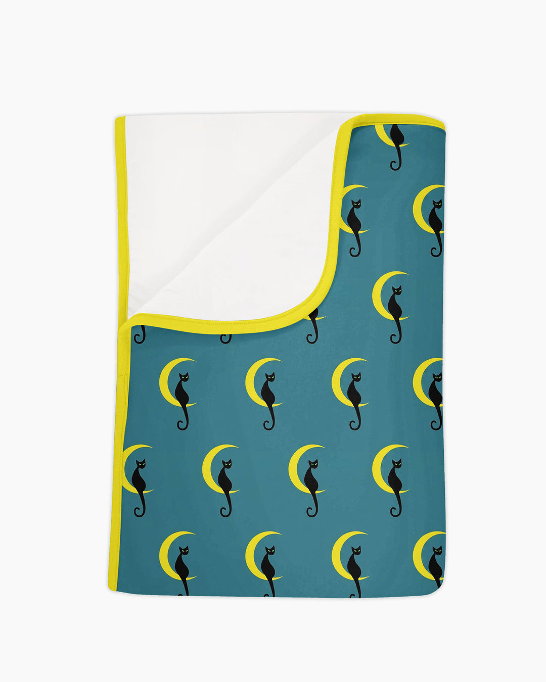 Black Cat Crescent Moon Celestial Night Bamboo Blanket
