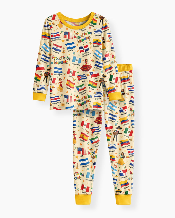Zweiteiliges Langarm-Pyjama-Set mit Sommerfrüchten