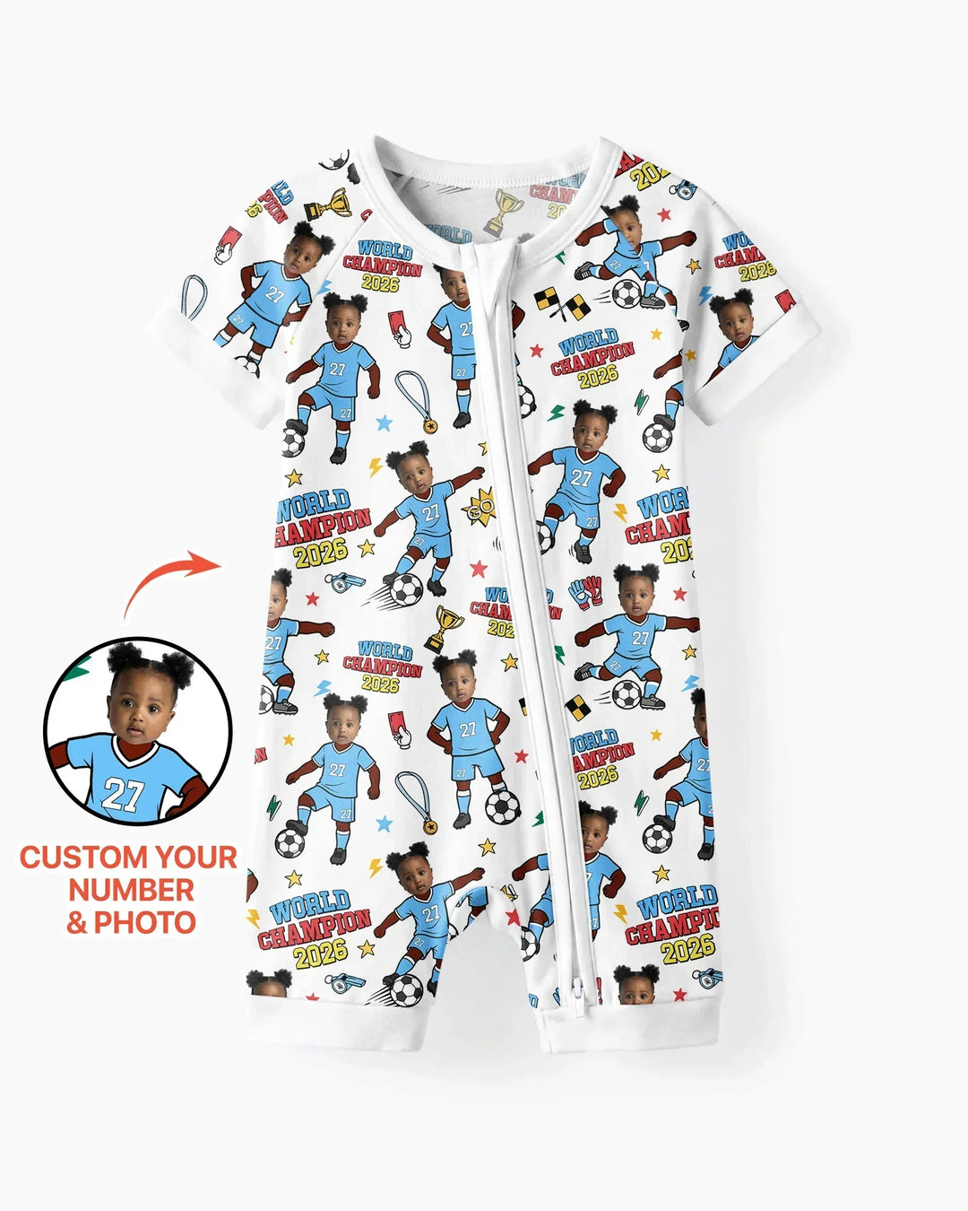 Plantilla PERSONALIZADA de Bambú Pijama Corto con Cremallera