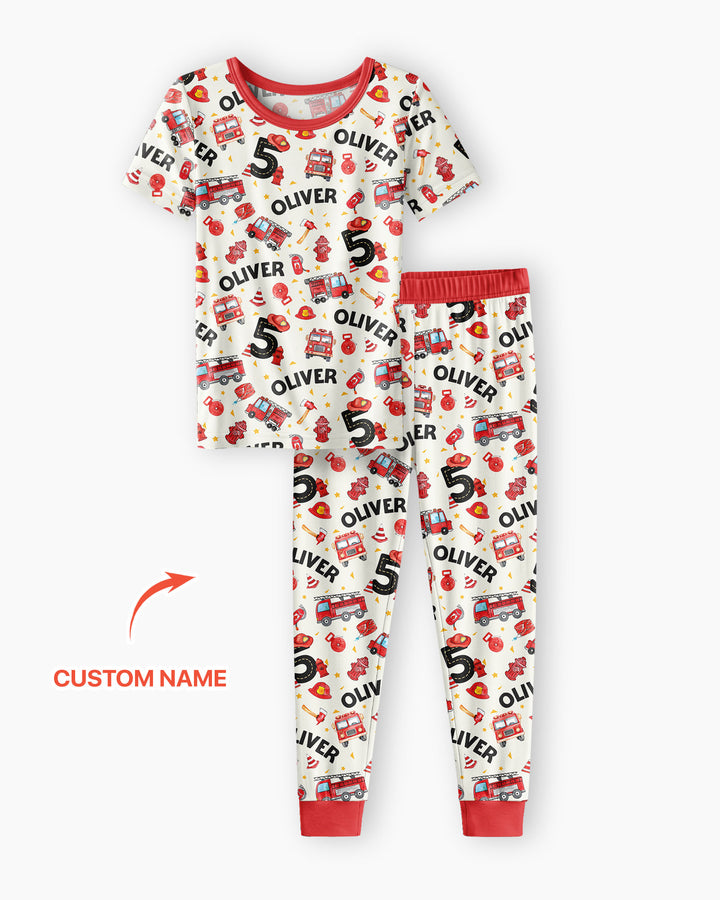 Conjunto de pijama de dos piezas de bambú de manga corta, plantilla personalizada