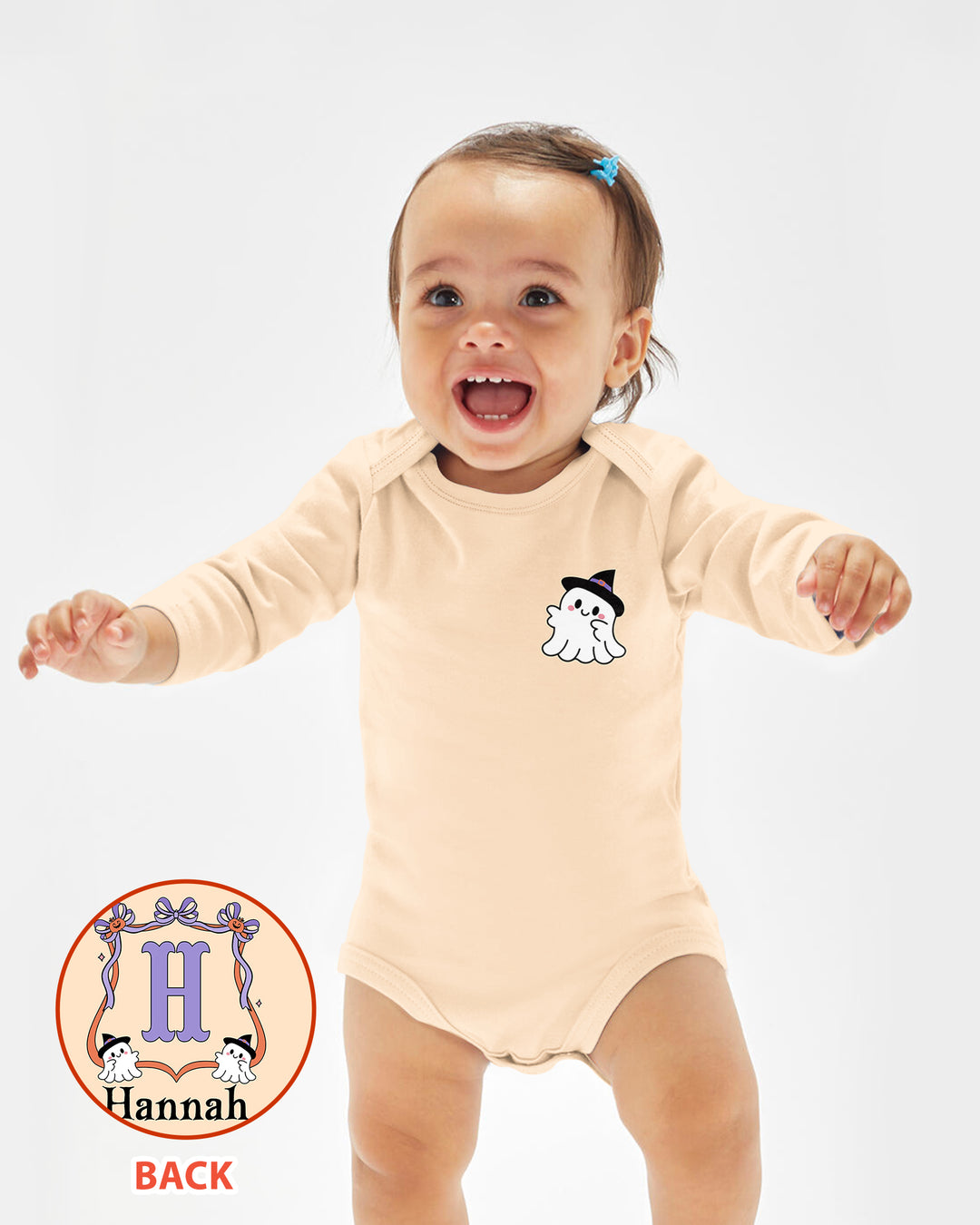 Personalized Halloween Baby Girl's Little Boo Bamboo Bodysuit