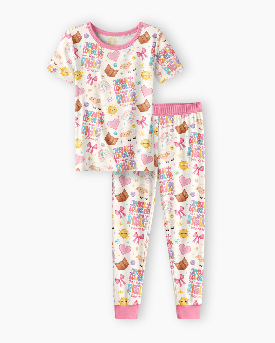 Jesus Loves Me This I Know Bamboo Two Piece Short Sleeve Pajama Set
