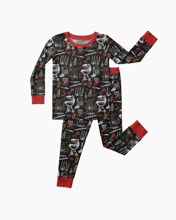 Backyard BBQ Party Family Matching Bamboo Two Piece Long Sleeve Pajama Set