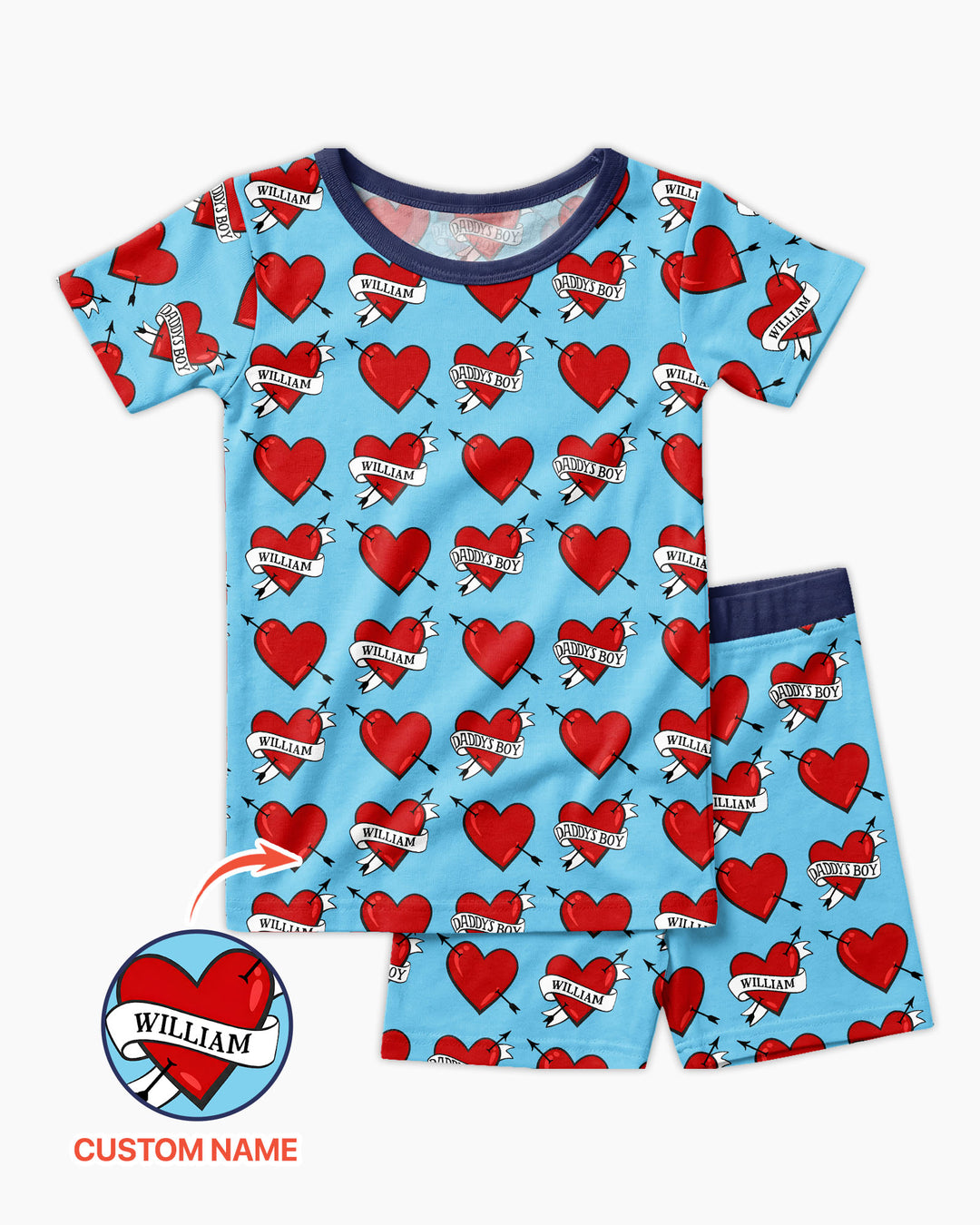 Pijama de bambú de dos piezas de manga corta con pantalón corto, plantilla personalizada
