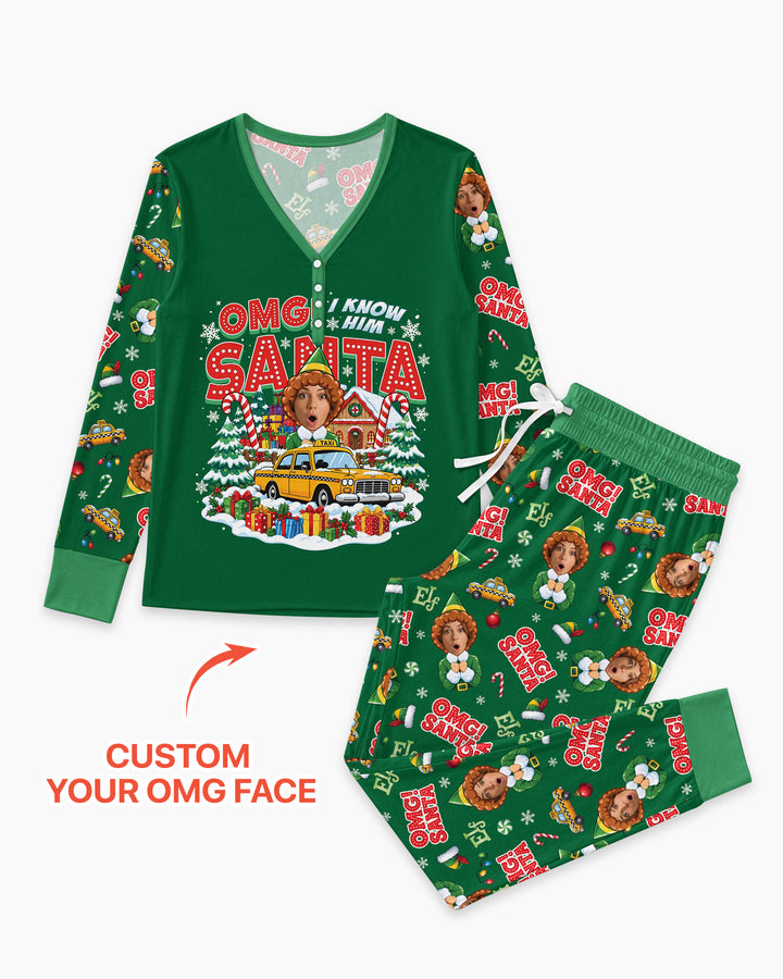 Custom Image OMG Santa Bamboo Women Pajama Set
