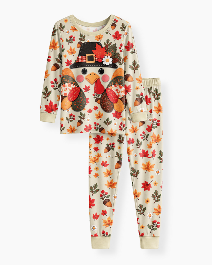 Thanksgiving Turkey Ugly Bamboo Two Piece Long Sleeve Pajama Set